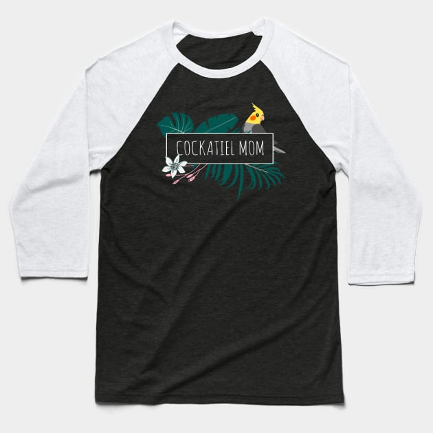 Aesthetic Minimal Cockatiel Mom design Baseball T-Shirt by FandomizedRose